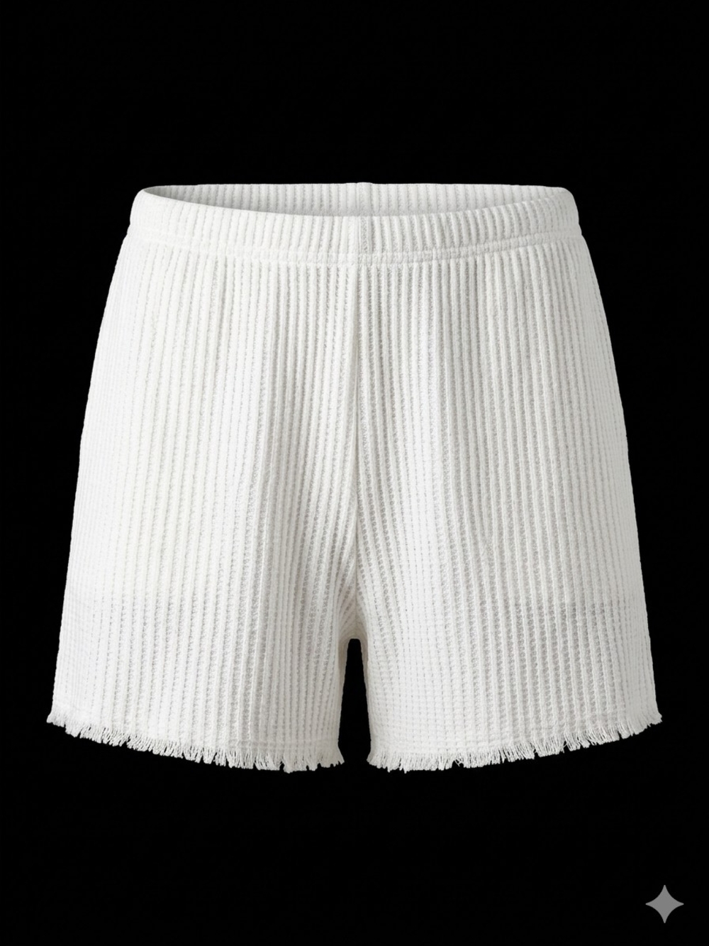 Brandy Melville White Waffle-Knit High Waist Shorts - Picture 3 of 3